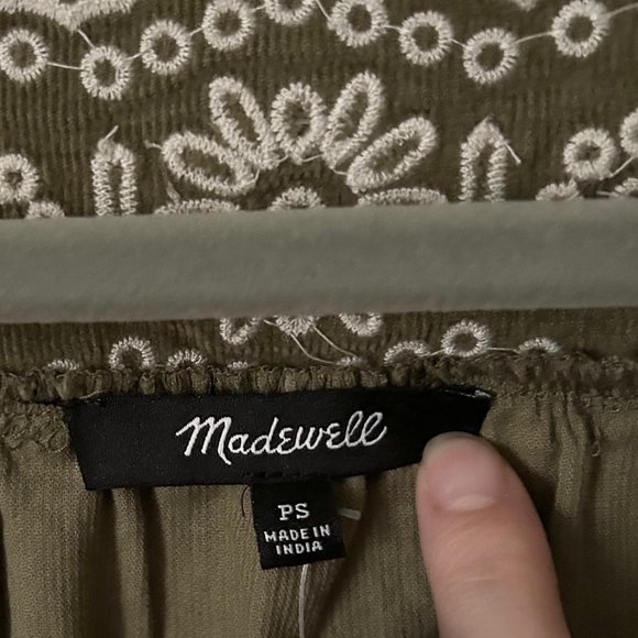 NWT Madewell Petite Embroidered Corduroy Square-Neck Mini Dress - Picture 8 of 10